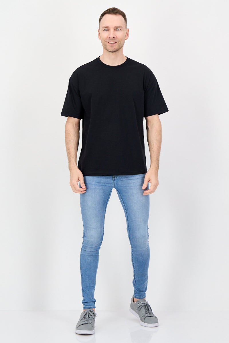 Fudo Men Crew Neck Plain Short Sleeve T-Shirt, Black - Image 4